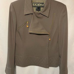 Vintage Escada Margaretha Moto/Biker Coffee Brown Jacket - size 38 (M)